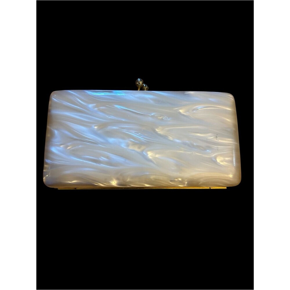 Vintage Pearlescent White Wave Hardcase Clutch